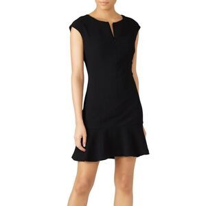 Club Monaco Black Wikendah Cap Sleeve Ruffled Hem Dress Sz 4
